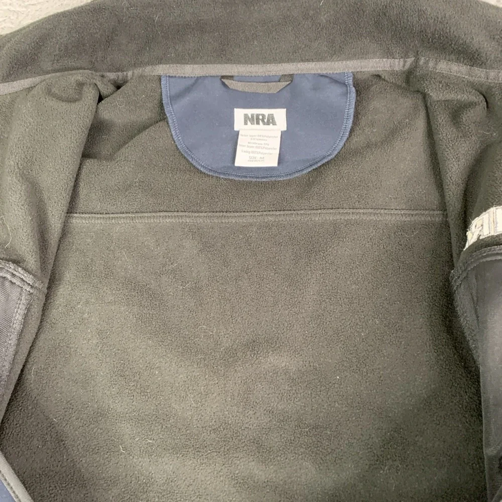 NRA Jacket Medium Insulated Neoprene Like Outer Full Zip Fleece Lined
